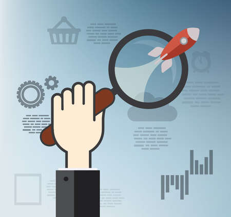 Flat design concept for business - Concepts for Finding the right strategy for ideas in businessのイラスト素材