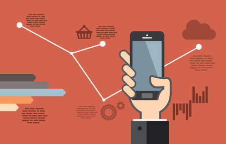 Mobile application development or smartphone app programming - flat designのイラスト素材