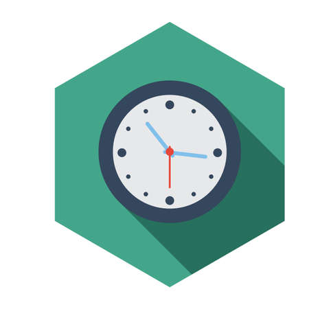 Flat long shadow clock icon