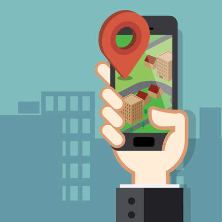 Mobile phone navigation app and gps conceptのイラスト素材
