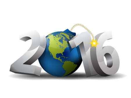 2016 Bomb - 3d text and Globe as a Bombのイラスト素材