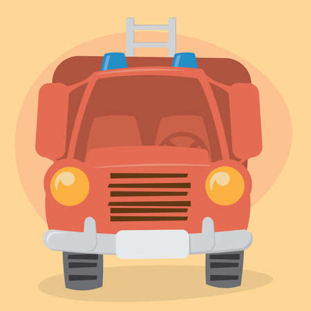 Cartoon Firefighter Truck - front viewのイラスト素材