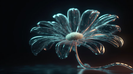 Creative colorful design of a daisy flower. Daisy flowers are bright and cheerful, standing out in gardens with their sunny yellow color and white daisy petals.の素材