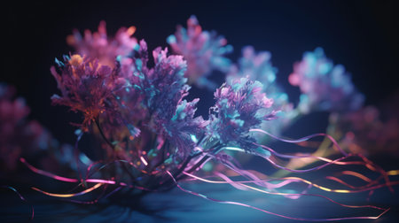 Creative Colorful Design of a Heather Flower. Heather is an evergreen flowering shrub with delicate purple, pink, or white flowers.の素材