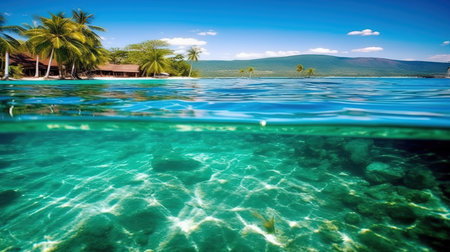 Escape to paradise with this dreamy tropical beach photography. The crystal-clear waters and soft sand will transport you to a world of relaxation and tranquility.の素材