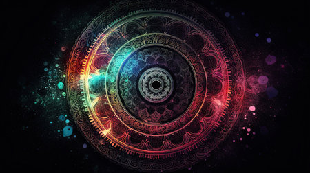 This stunning digital image features a colorful mandala design that is perfect for uplifting any space and also as desktop wallpaper. Its intricate details and vibrant colors make it a standout piece of wall art that will inspire and energize. Looking for a unique and inspiring addition to your home decor? Look no further than this stunning digital image of a motivational and colorful mandala design. With its intricate details and vibrant colors, this piece of wall art is sure to uplift and energize any space. Whether you're looking to add a pop of color to your living room, bedroom, or office, this mandala design is the perfect choice.の素材