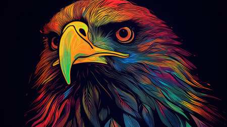 This vibrant line art of an eagle is a stunning digital image that captures the majesty and power of this iconic bird of prey. With bold lines and vibrant colors, this artwork is sure to make a statement in any setting.の素材