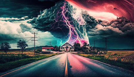 This digital image collection features a stunning collage of electric thunder that captures the raw power and energy of a thunderstorm. The image is filled with dynamic lightning bolts and swirling clouds, creating a sense of movement and excitement. Perfect for anyone who loves dramatic, powerful imagery.の素材