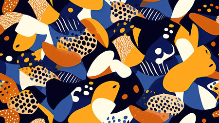 This digital image features a vibrant and intricate fabric pattern design, full of bold colors and intricate details. The design is perfect for adding a pop of color and texture to any project, from fashion to interior design.の素材