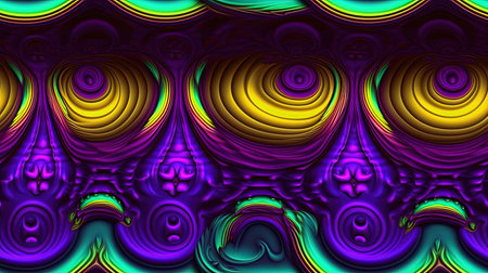 This digital image features a vibrant and intricate fabric pattern design, full of bold colors and intricate details. The design is perfect for adding a pop of color and texture to any project, from fashion to interior design.の素材