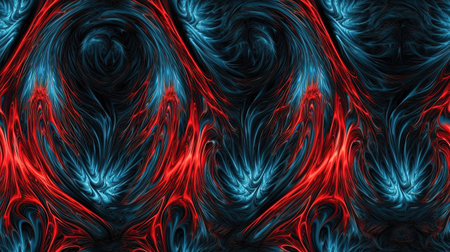 This digital image features a vibrant and intricate fabric pattern design, full of bold colors and intricate details. The design is perfect for adding a pop of color and texture to any project, from fashion to interior design.の素材