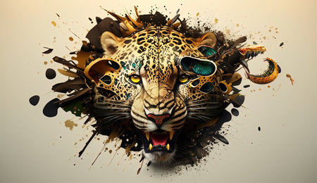 This breathtaking artwork showcases a beautiful and colorful abstract illustration of a panther. The vibrant colors and intricate details make this piece truly unique and eye-catching. Perfect for any art lover or animal enthusiast, this image is sure to inspire and captivate.の素材