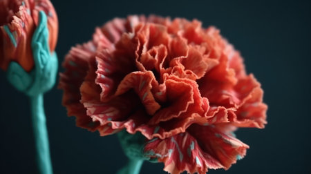 This beautiful digital image depicts a delicate carnation flower made entirely out of plasticine. The intricate details and vibrant colors bring the flower to life, making it seem as though it could be plucked from the screen. This image is sure to inspire creativity and appreciation for the natural world.の素材
