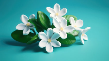 This beautiful illustration of a jasmine flower is made entirely out of plasticine, a unique and tactile art medium. The delicate petals and intricate details of the flower are captured in stunning detail, creating a lifelike representation of this beloved bloom. Whether you're a fan of jasmine or simply appreciate the beauty of nature, this image is sure to inspire.の素材