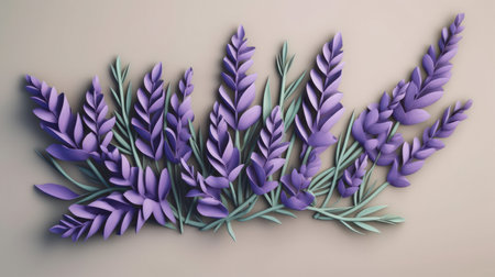 A beautiful flower illustration made out of plasticine. The intricate details and colors of the lavender petals are captured perfectly in this stunning piece of art. A must have for any nature lover or art enthusiast.の素材