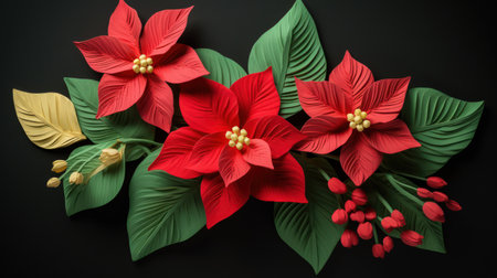 A beautiful flower illustration made entirely out of plasticine. The intricate details and vibrant colors of the Poinsettia are captured perfectly in this digital image, bringing the beauty of nature to life in a unique and creative way.の素材