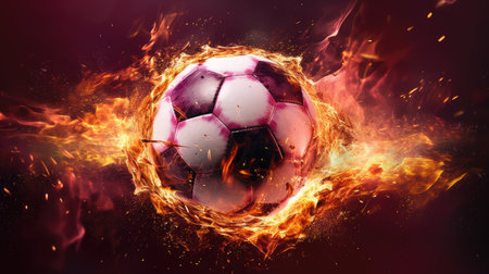 A dynamic and vibrant HD wallpaper that captures the excitement and passion of the soccer field. The image is designed in the style of vivid energy explosions that evoke a sense of movement, power, and intensity. It is the perfect addition to any soccer fan's collection and will inspire you to achieve greatness both on and off the field.の素材