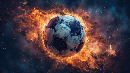 A dynamic and vibrant HD wallpaper that captures the excitement and passion of the soccer field. The image is designed in the style of vivid energy explosions that evoke a sense of movement, power, and intensity. It is the perfect addition to any soccer fan's collection and will inspire you to achieve greatness both on and off the field.の素材