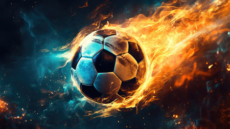 A dynamic and vibrant HD wallpaper that captures the excitement and passion of the soccer field. The image is designed in the style of vivid energy explosions that evoke a sense of movement, power, and intensity. It is the perfect addition to any soccer fan's collection and will inspire you to achieve greatness both on and off the field.の素材