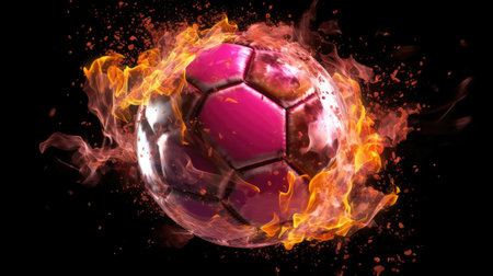 A dynamic and vibrant HD wallpaper that captures the excitement and passion of the soccer field. The image is designed in the style of vivid energy explosions that evoke a sense of movement, power, and intensity. It is the perfect addition to any soccer fan's collection and will inspire you to achieve greatness both on and off the field.の素材