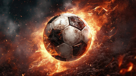 A dynamic and vibrant HD wallpaper that captures the excitement and passion of the soccer field. The image is designed in the style of vivid energy explosions that evoke a sense of movement, power, and intensity. It is the perfect addition to any soccer fan's collection and will inspire you to achieve greatness both on and off the field.の素材
