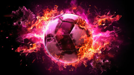 A dynamic and vibrant HD wallpaper that captures the excitement and passion of the soccer field. The image is designed in the style of vivid energy explosions that evoke a sense of movement, power, and intensity. It is the perfect addition to any soccer fan's collection and will inspire you to achieve greatness both on and off the field.の素材
