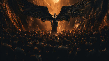 The Angel of metallic Light stands before us, a beacon of hope and inspiration in the midst of darkness. With wings outstretched and a powerful gaze, the Angel reminds us to never give up and to always believe in ourselves, no matter how challenging the journey may beの素材
