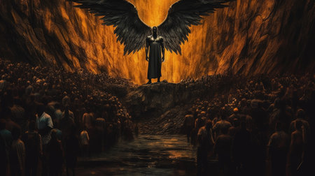 The Angel of metallic Light stands before us, a beacon of hope and inspiration in the midst of darkness. With wings outstretched and a powerful gaze, the Angel reminds us to never give up and to always believe in ourselves, no matter how challenging the journey may beの素材