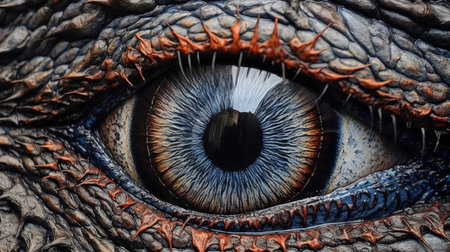 This intricately textured chalk art of a dragon's eye in high-contrast shading is truly eye-catching. Get lost in the details as you gaze into the close-up of the dragon's eye.の素材