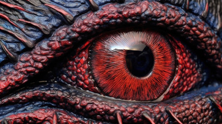 This intricately textured chalk art of a dragon's eye in high-contrast shading is truly eye-catching. Get lost in the details as you gaze into the close-up of the dragon's eye.の素材