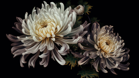 A beautiful hand-drawn ornamental flower design on a black background. The intricate details and delicate lines of the drawing create a stunning visual effect that is both elegant and modern.の素材