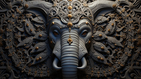 This stunning digital image features a breathtaking gray scale mandala of an elephant, surrounded by a circle on a white background. Inspired by artgerm, the dark painting style gives it a motion blur panorama effect. The graffiti-inspired animals and translucent immersion make this image one of a kind. The master of the spray paint has outdone himself with this mandala themed work of art.の素材