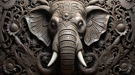 This stunning digital image features a breathtaking gray scale mandala of an elephant, surrounded by a circle on a white background. Inspired by artgerm, the dark painting style gives it a motion blur panorama effect. The graffiti-inspired animals and translucent immersion make this image one of a kind. The master of the spray paint has outdone himself with this mandala themed work of art.の素材