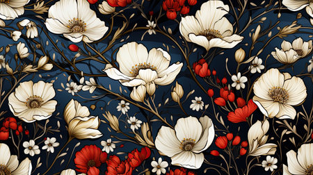 This digital image showcases a beautiful floral pattern with twisted branches and white color grades. The vibrant stage backdrops and lively interiors make it a perfect fit for rebellious crafts. The image is inspired by the works of Evelyn De Morgan and Morris Hirshfield.の素材