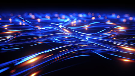 A simplistic and modern digital image with glowing neon blue and cyan lines on a white backdrop. Perfect as a wallpaper or backdrop for any project that requires a modern touch.の素材