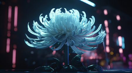Let the vibrant neon colors of this flower artwork spark your imagination and fill your dreams with brightness. The semi-transparent glass effect adds an extra layer of depth and intrigue.の素材