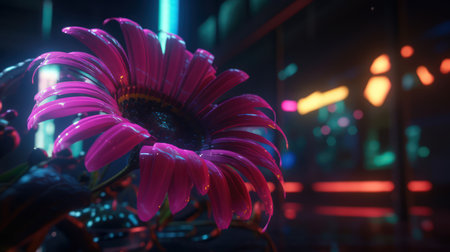 Let the vibrant neon colors of this flower artwork spark your imagination and fill your dreams with brightness. The semi-transparent glass effect adds an extra layer of depth and intrigue.の素材