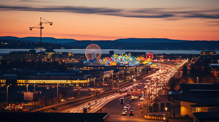 Immerse yourself in the lively atmosphere of a vibrant Oktoberfest celebration, as people joyfully dance and sing along to the energetic music in the bustling beer hall. Feel the excitement and embrace the spirit of this lively eventの素材