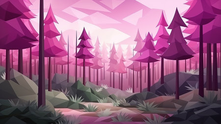 Discover the beauty of nature in a modern and artistic way with this stunning geometric landscape. The half low poly design adds a unique twist to the natural scenery, creating a mesmerizing blend of modern and organic. Perfect for anyone who loves bold, contemporary design and the great outdoors.の素材