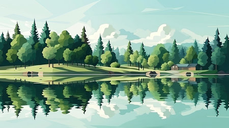 Discover the beauty of nature in a modern and artistic way with this stunning geometric landscape. The half low poly design adds a unique twist to the natural scenery, creating a mesmerizing blend of modern and organic. Perfect for anyone who loves bold, contemporary design and the great outdoors.の素材