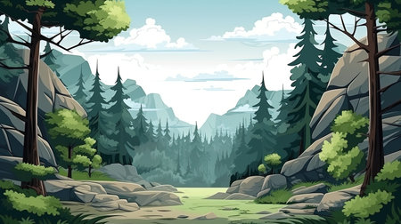 Discover the beauty of nature in a modern and artistic way with this stunning geometric landscape. The half low poly design adds a unique twist to the natural scenery, creating a mesmerizing blend of modern and organic. Perfect for anyone who loves bold, contemporary design and the great outdoors.の素材