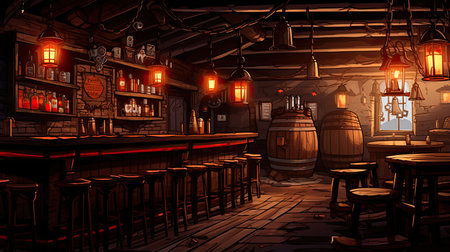 Celebrate the lively atmosphere of a beer barrel brewery nestled in the heart of Ireland. Immerse yourself in the playful and festive ambiance, with high-angle views and rustic tavern scenes. Experience the unique blend of cottagepunk and salvagepunk vibes in this unforgettable experience.の素材