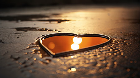 In the stillness of a small puddle, love finds its reflection, reminding us of the beauty that exists within our connections.の素材