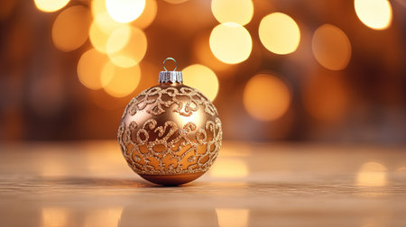A beautifully painted Christmas tree ornament with a bokeh background, adorned with classic baubles and tinsel. The candlelit ambiance adds a touch of mystic and cinematic charm. Get into the holiday spirit with this timeless decoration.の素材