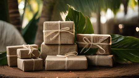 Experience the magic of Christmas on a tropical hot beach, with stunning decorations and beautifully wrapped gifts. Feel the warmth of the holiday season in this unique and vibrant setting. Perfect for spreading joy and cheerの素材