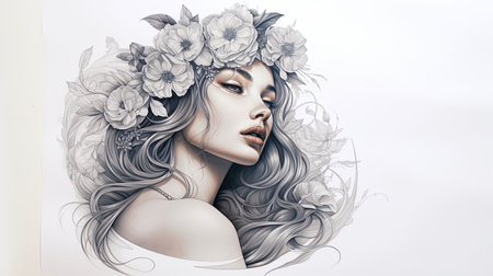 A stunningly realistic tattoo design depicting Leto, the goddess of motherhood, and her two children, Apollo and Artemis. The design features intricate details and is set against a clean white background, making it a perfect choice for those who want to showcase their love for Greek mythology through body art.の素材