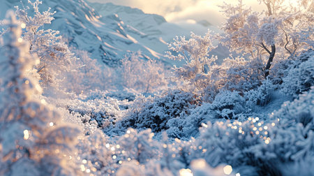 Experience the mesmerizing beauty of a winter wonderland with organic natureinspired forms in this stunning digital image Let yourself be transported into a magical world of unreal engine 5 rendered in cinema4d Immerse yourself in the Norwegian nature with this experimental video artの素材
