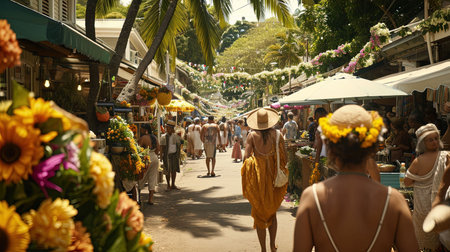 A celebration of global diversity through traditional clothing food cultural festivities and unity Join the chaos of this vibrant street festivalの素材