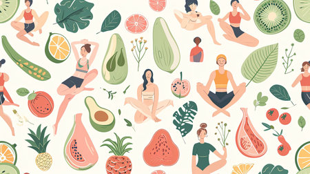 Stay active eat well and prioritize your mental wellbeing with our energetic health and fitness setting Engage in home workouts yoga sessions plant based diets and utilize fitness tracking gadgets Embrace a holistic approach to your fitness routineの素材