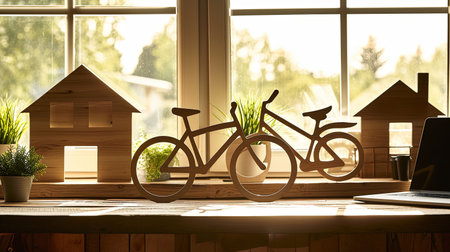 Create a modern and serene home office with a sleek laptop wireless devices and smart home controls Natural light ergonomic workspace stylish furniture and indoor plants create a productive environmentの素材